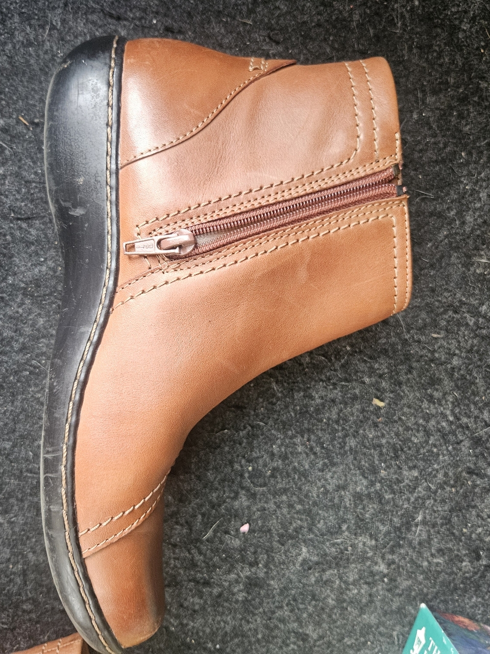 Clarks Women's Tan Leather Ankle Booties